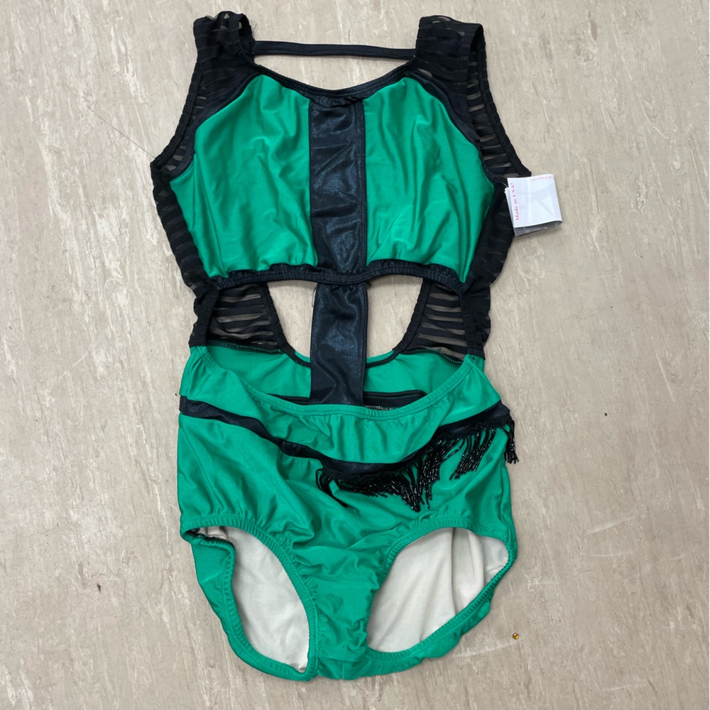 Custom Green and Black Dance Leotard Costume